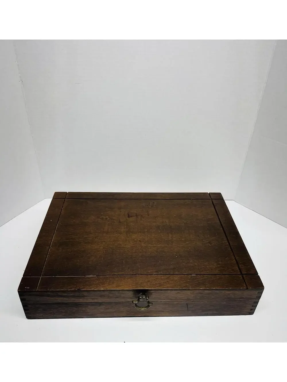Naken's Brown Silverware Chest Tarnish Proof Cloth Lining Red 14.5x11x3